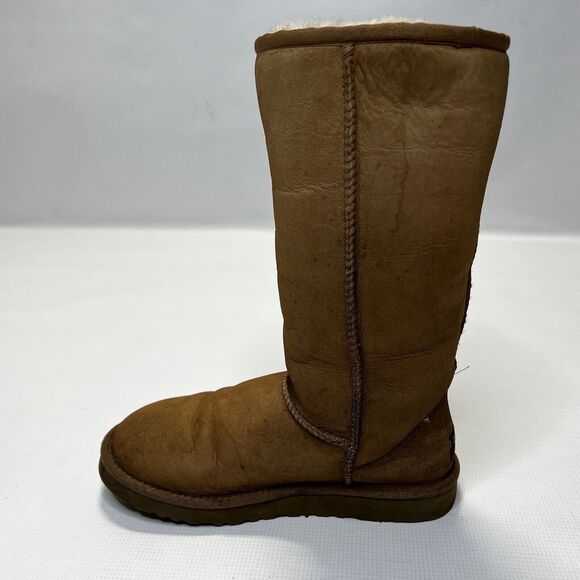 UGG Classic Tall Boot Chestnut Suede Sheepskin Shearling (SN 5815) Size 7 - Picture 13 of 16